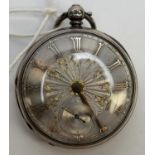 A silver cased open faced pocket watch