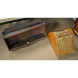 A Victorian coal box and a wall shelf