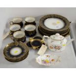 A Victorian part tea service; Limoges ashtray; and other items.