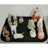 A selection of decorative ceramic figurines.