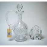 Waterford decanter and a Swedish Art paperweight