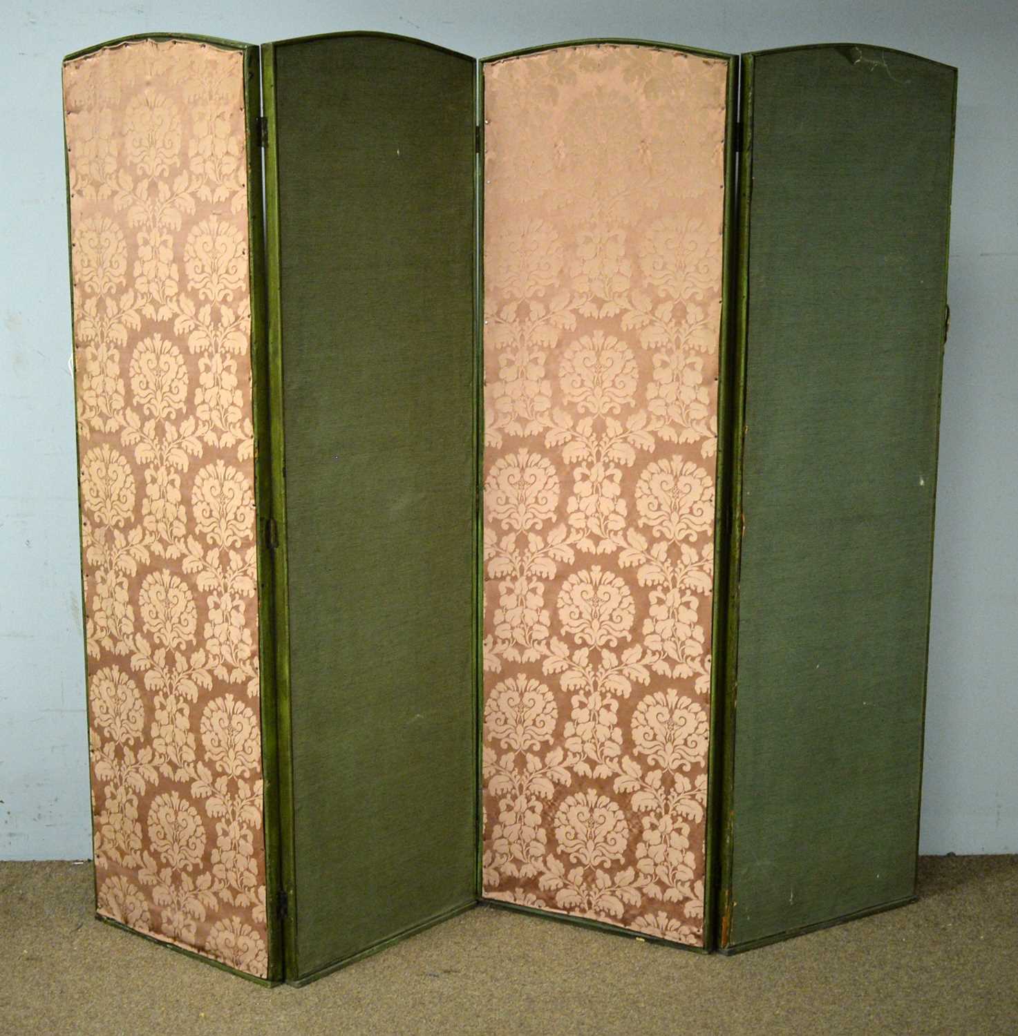 A 20th Century four panel folding dressing screen