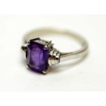 An Art Deco amethyst set ring,