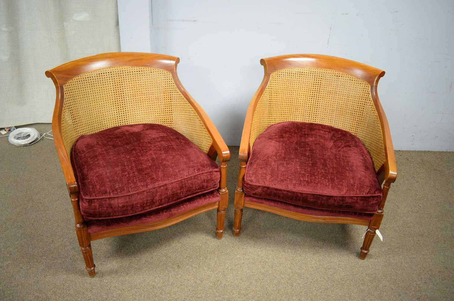 Modern mahogany Bergere sofa and two armchairs. - Image 4 of 5