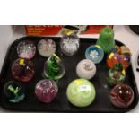 A selection of Art glass paperweights.