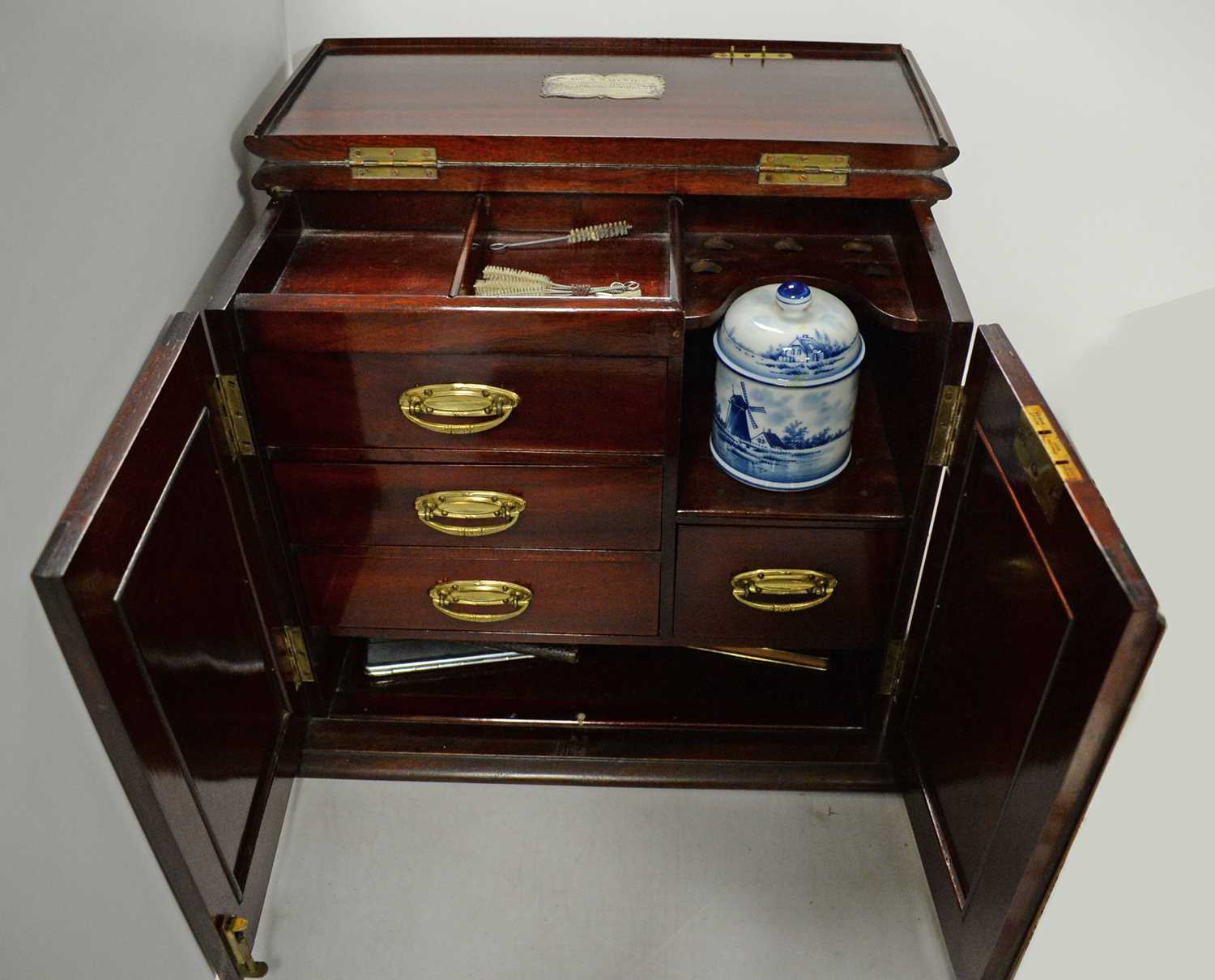 An Edwardian mahogany inlaid smoker's cabinet. - Image 2 of 6