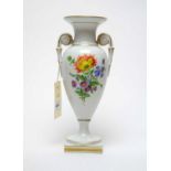 A Meissen twin handled urn vase