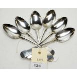 A set of six silver teaspoons, by Reid & Sons,