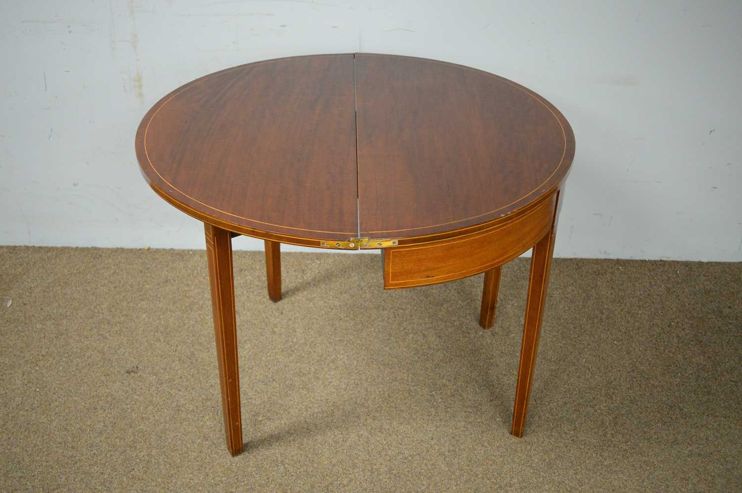 A Georgian mahogany and banded demi-lune tea table - Image 3 of 3