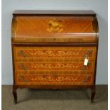 A reproduction kingwood and marquetry inlaid writing bureau