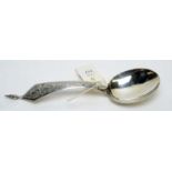 An Indian white metal spoon,