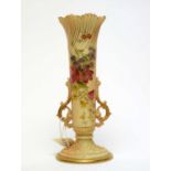 A Royal Worcester blush ivory trumpet vase