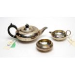 A silver three piece tea service, by William Lister & Sons,