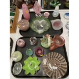 A selection of decorative Art glass.