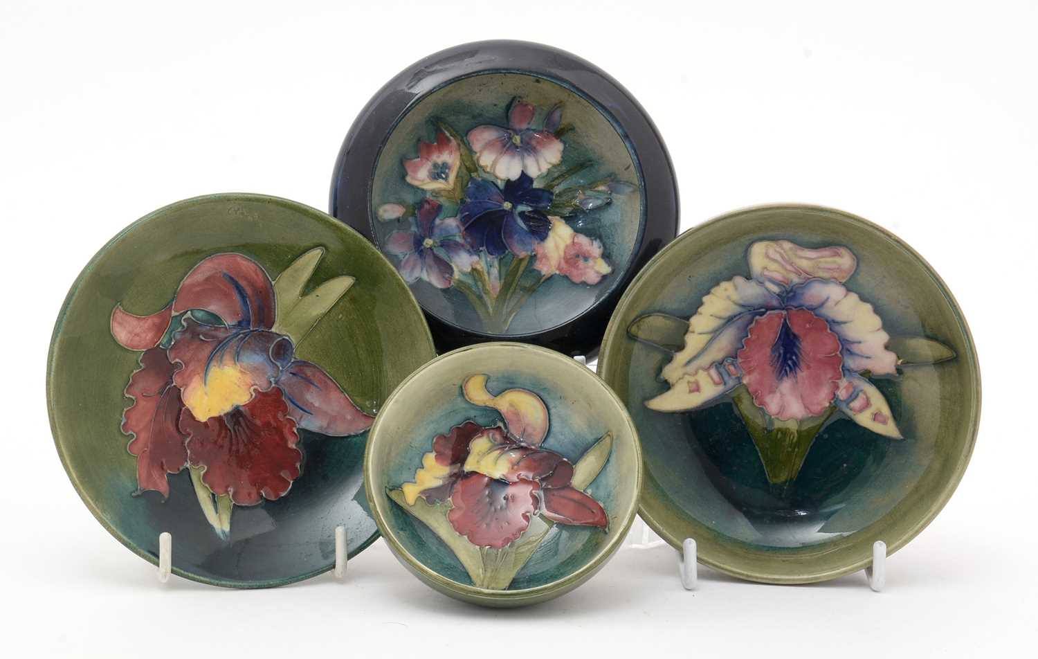 Four small Moorcroft dishes