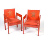 A pair of Prince of Wales Investiture chairs, by Antony Armstrong Jones the Earl of Snowdon.