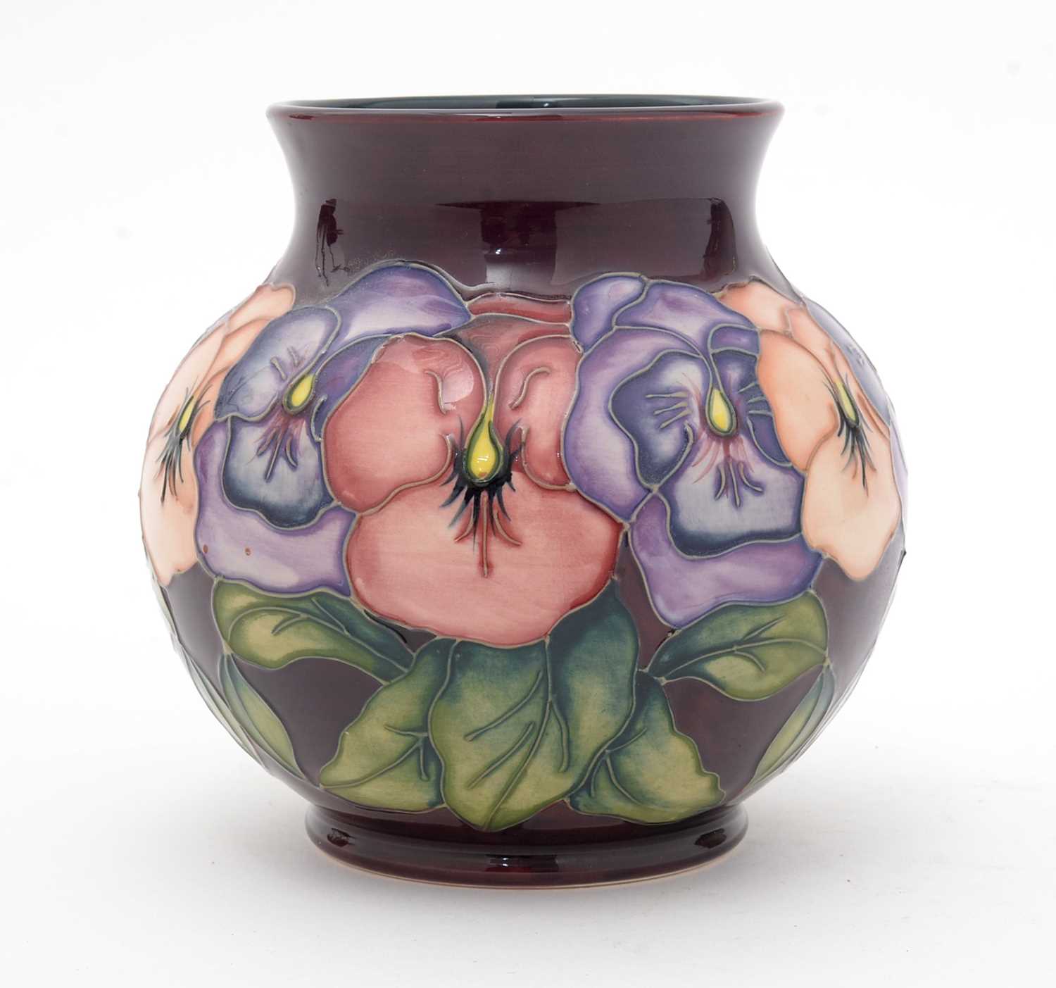 Moorcroft Pansies pattern vase