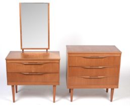 Mid-Century teak chest of drawers and matching dressing chest.