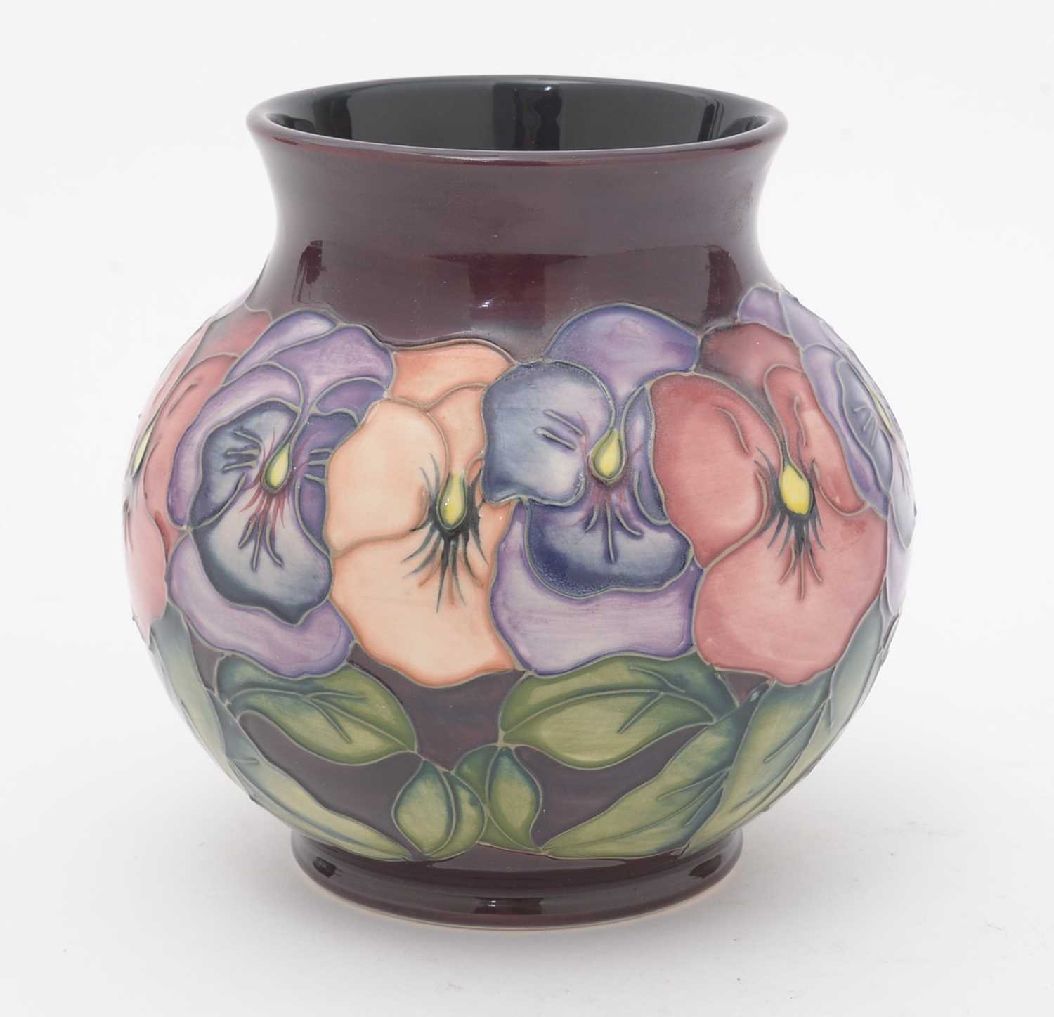 Moorcroft Pansies pattern vase - Image 2 of 4