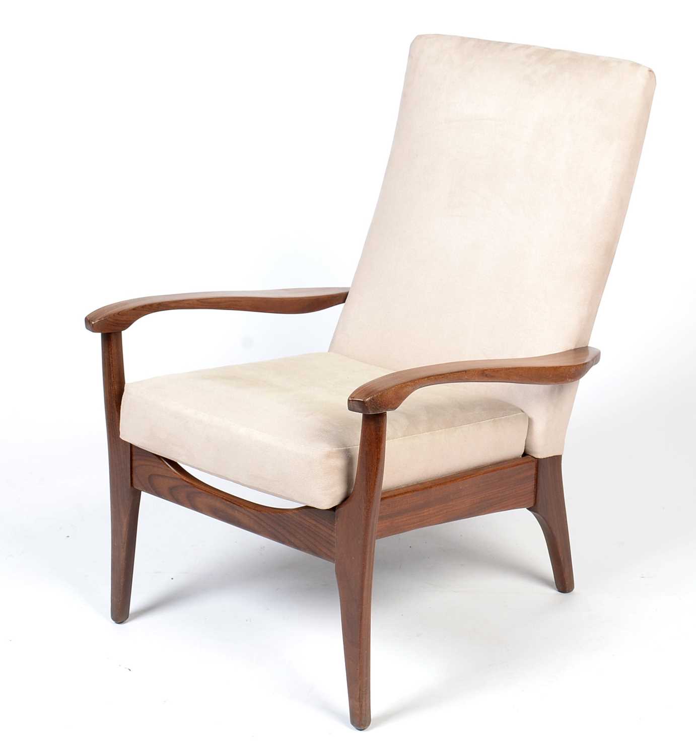 A mid Century teak armchair.