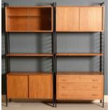 Ladderax: a mid Century teak three-bay wall unit.