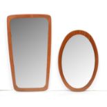A Danish teak mirror; and another mirror,