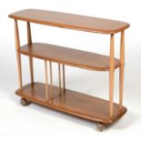 Ercol; an elm and beech trolley bookcase, No 361.