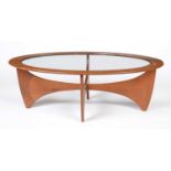 Victor V Wilkins for G Plan: a teak oval Astro model 8040 coffee table.