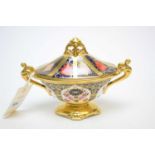 A Royal Crown Derby Imari twin handled lidded pedestal dish