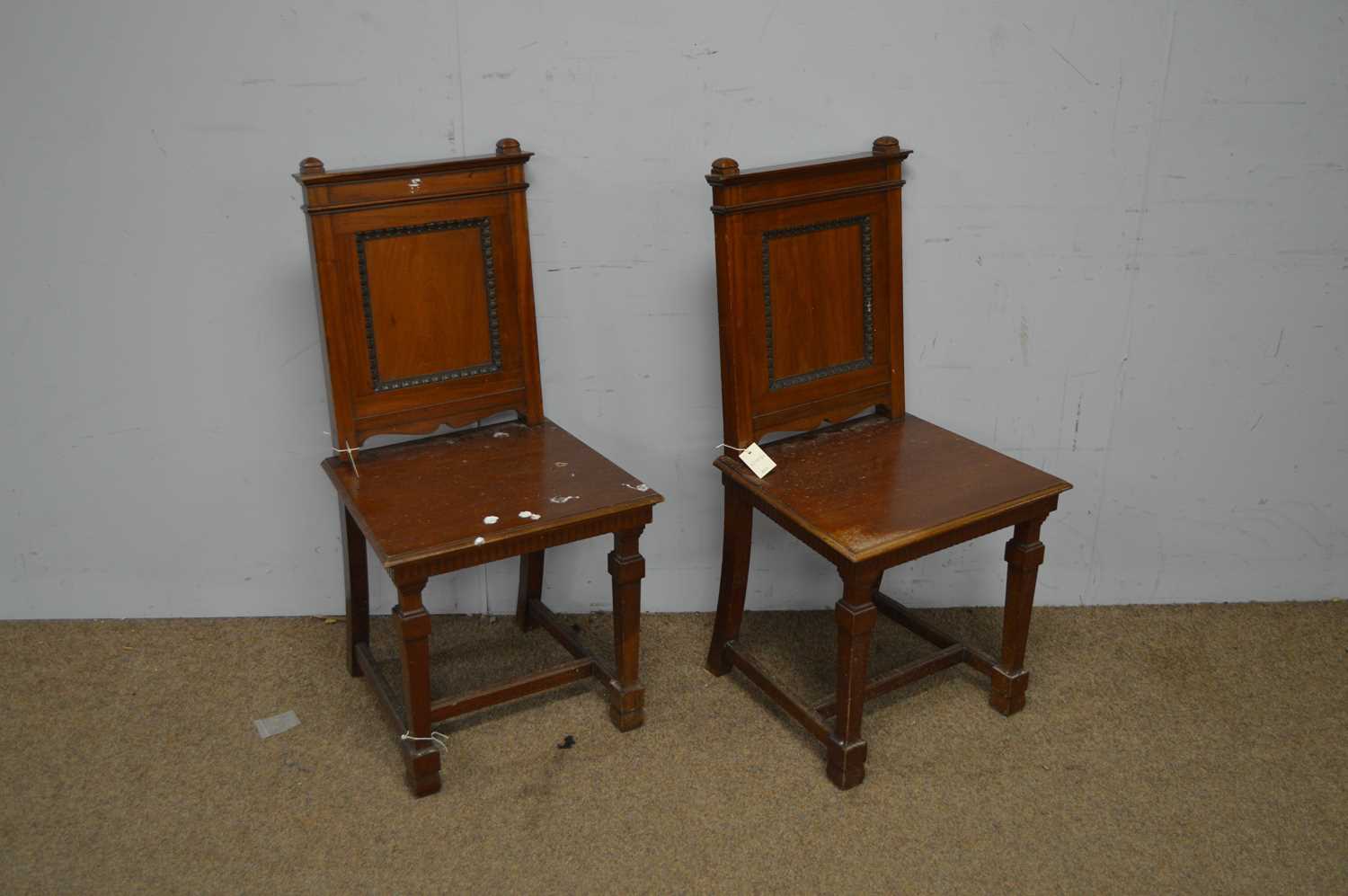 Three early 20th Century mahogany hall chairs. - Image 6 of 8