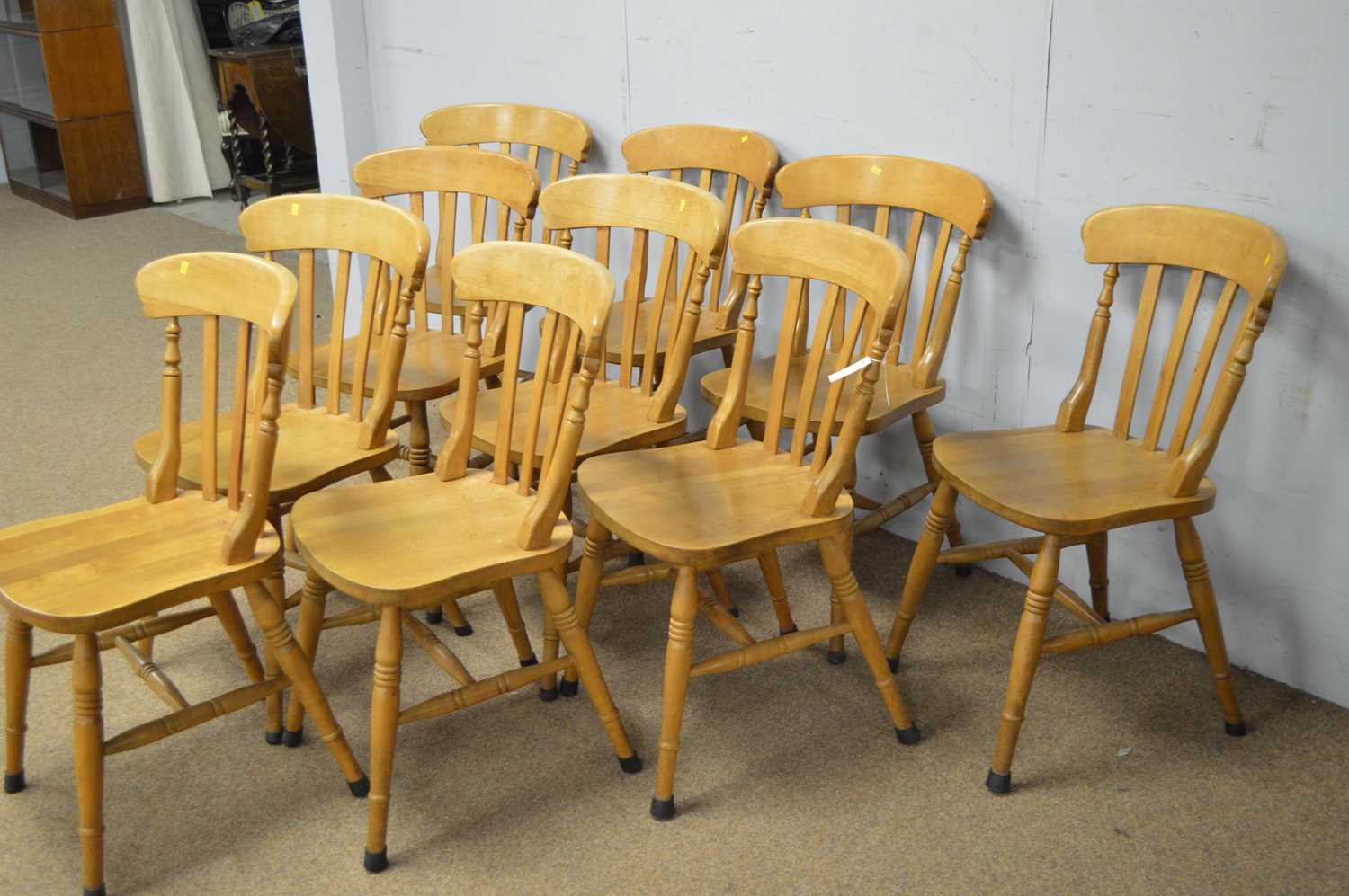 Ten Victorian-style beechwood kitchen chairs. - Image 3 of 5