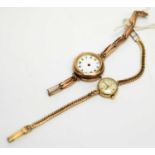 Two gold cased cocktail watches.