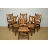 A set of six 19th Century oak Provincial rustic dining chairs.