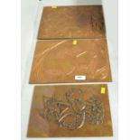 A selection of three copper door touch plates/wall plaques