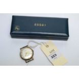 Audax, Incabloc: a 9ct yellow gold cased wristwatch