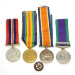 A pair of WWI general service medals, and others