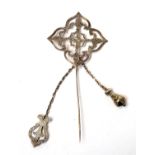 A Victorian silver cloak pin by Henry Ellis & Son.