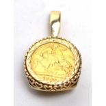 An Edward VII gold half sovereign pendant