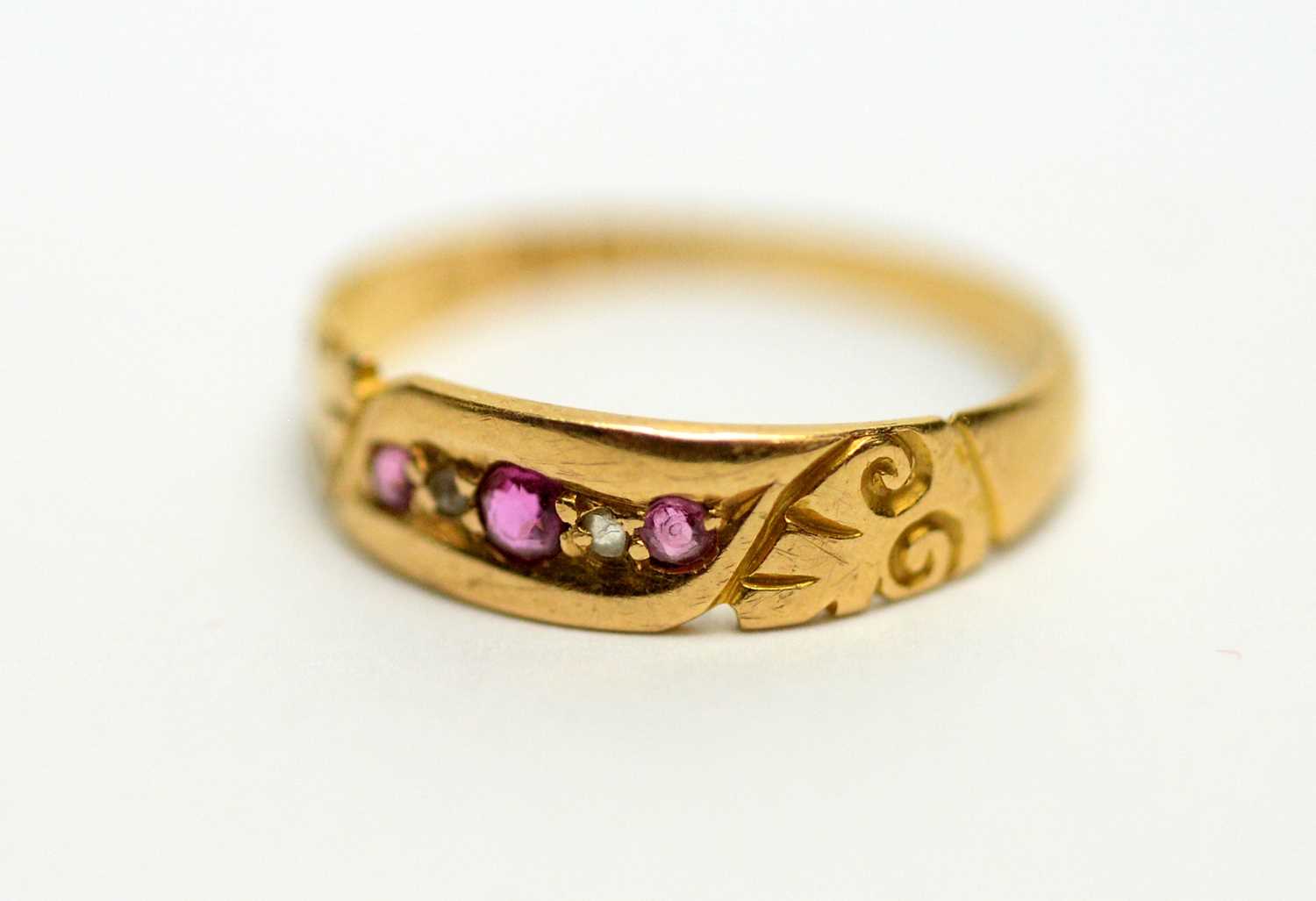 A ruby and diamond 18ct yellow gold ring, - Image 2 of 3