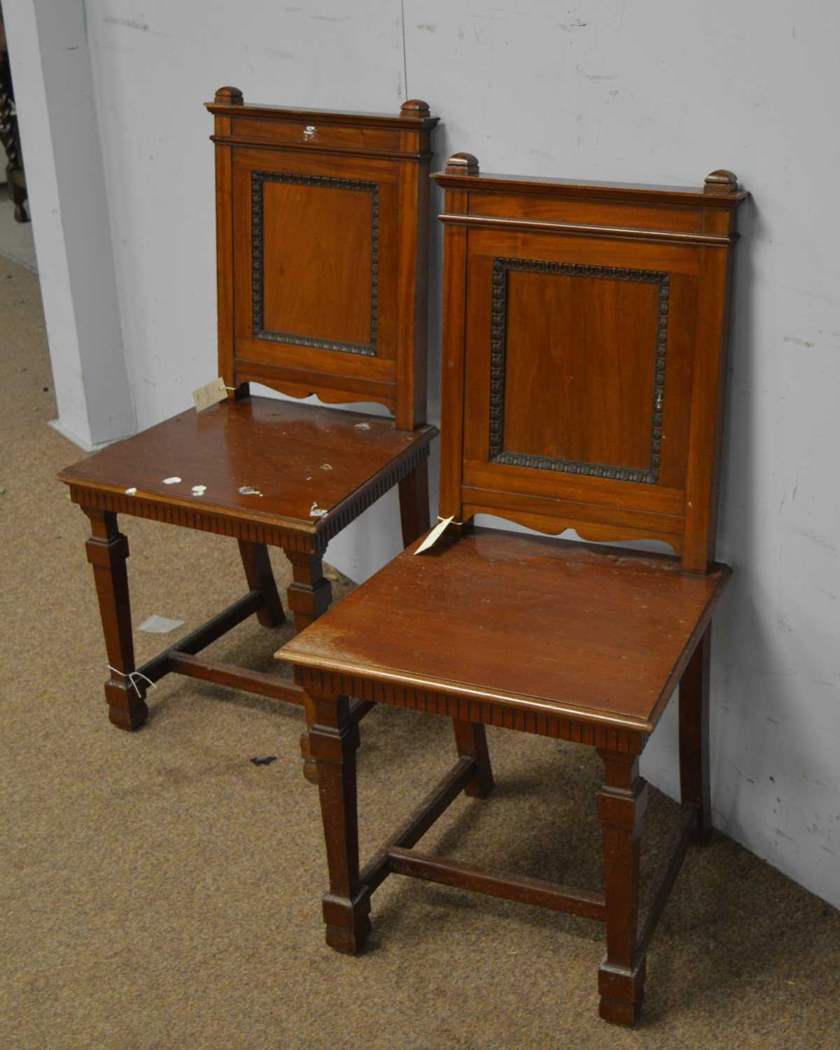 Three early 20th Century mahogany hall chairs. - Image 8 of 8