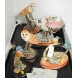 Border Fine Arts and others bird figures, and a Maling 'Azalea' bowl.