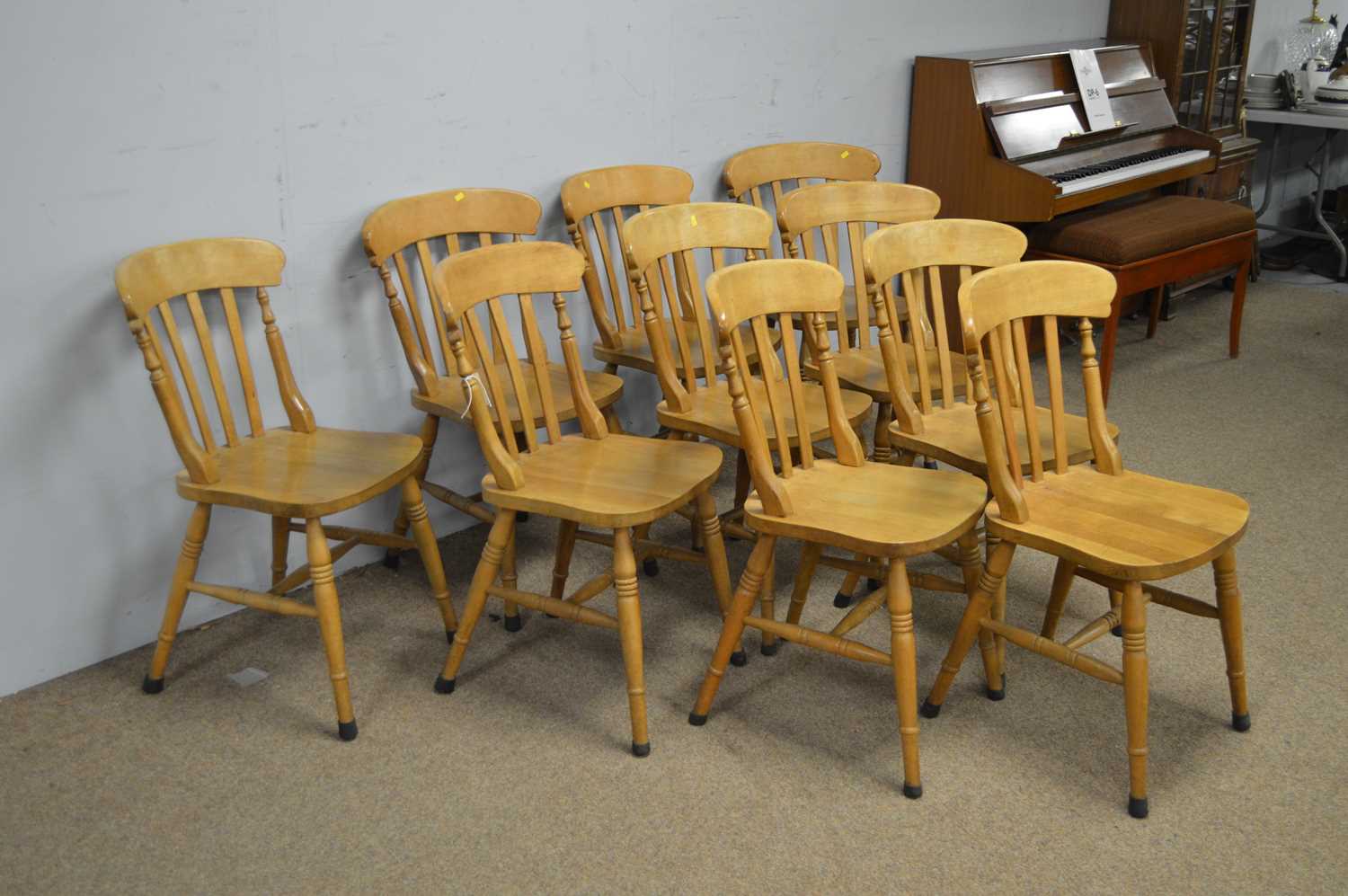 Ten Victorian-style beechwood kitchen chairs. - Image 2 of 5