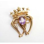 A 9ct yellow gold Luckenbooth brooch,