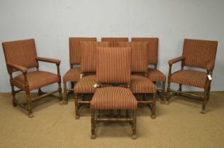 A set of eight 20th Century Carolean-style oak dining chairs.