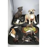 A selection of Staffordshire bull terrier dog figures