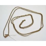 A 19th Century yellow metal muff chain,