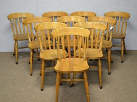 Ten Victorian-style beechwood kitchen chairs.