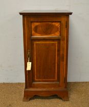 An Edwardian bedside cupboard, and a jardiniere stand.