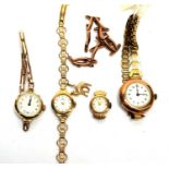 Four gold and yellow metal cased cocktail watches,