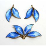 David Andersen, Norway: an enamel leaf brooch and matching earrings,